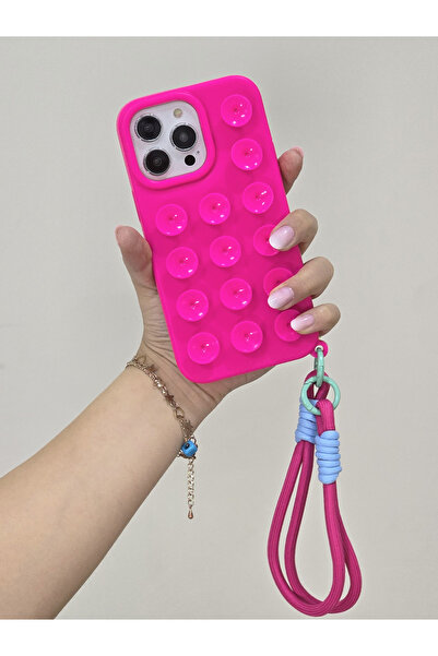 OSG iPhone 15 Pro Uyumlu Vakum Özellikli Düz Yüzeylere Yapışabilen Renkli Ask...