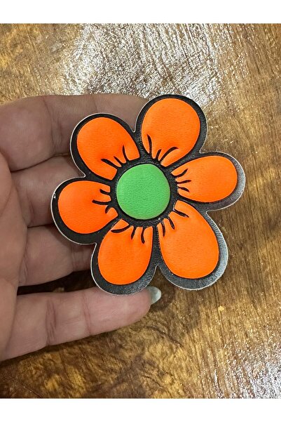 Gönülden Tasarım Aplicație din PIELE ARTIFICIALĂ Portocaliu Floral 5x5 cm