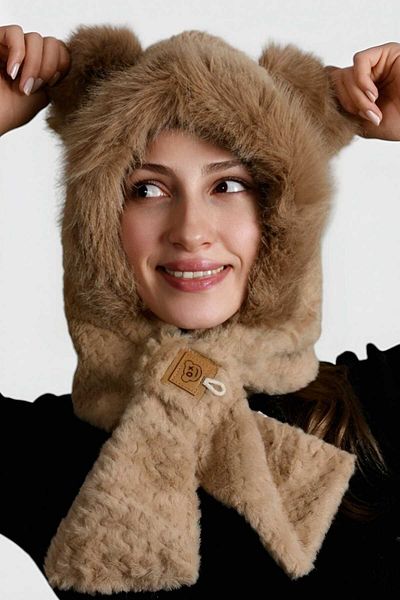 Mood Agenda Women's Headphone Neck Tie Soft Plush Hat
