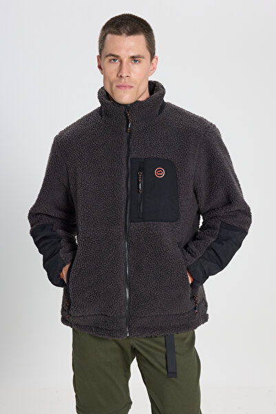 WRANGLER W232218003 Antrasit Erkek Boydan Fermuarlı Iç Yün Kaplamalı Dıştan Çok Cepli Sperha Polar C