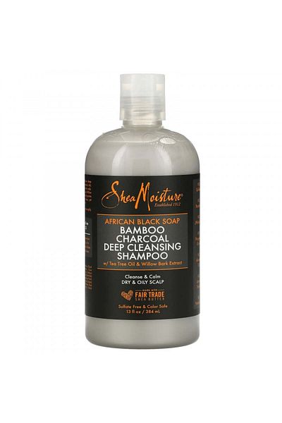Shea Moisture African Black Soap Deep Cleansing Shampoo with Bamboo Charcoal - 384ml
