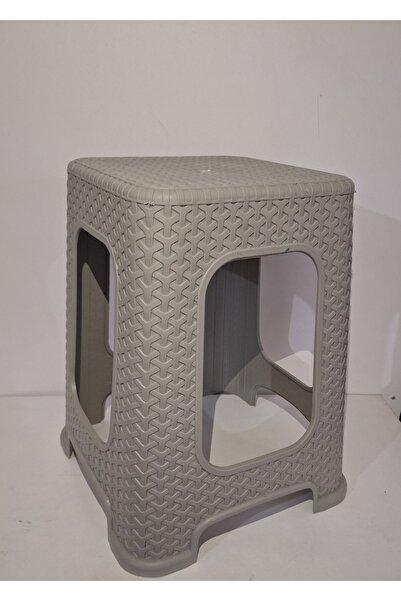 hürpa tedarik Plastik tabure hasir desenli Büyük Gri 4 adet