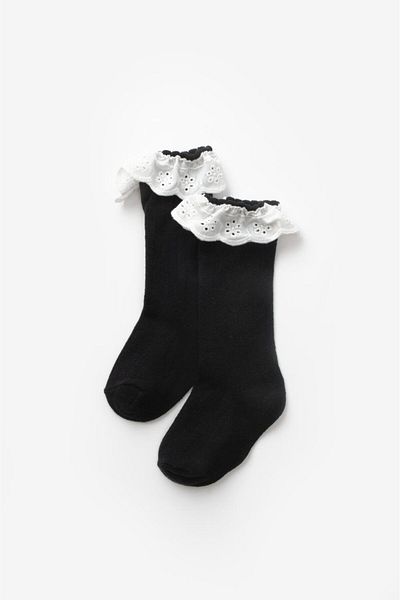 Le Mabelle Black Scalloped Girl's Socks