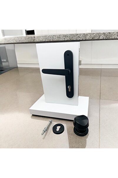 KOLDOOR Kaira Mat Siyah Zamak Yale Çelik Kapı Kolu Sol Basar + Kumru iKapı Tokmağı Ve Alt Rozeti