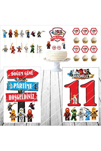 SİYAH PARTİ EVİ مجموعة أدوات تزيين الكيك لعيد الميلاد بعمر 11 عامًا من Ninjago