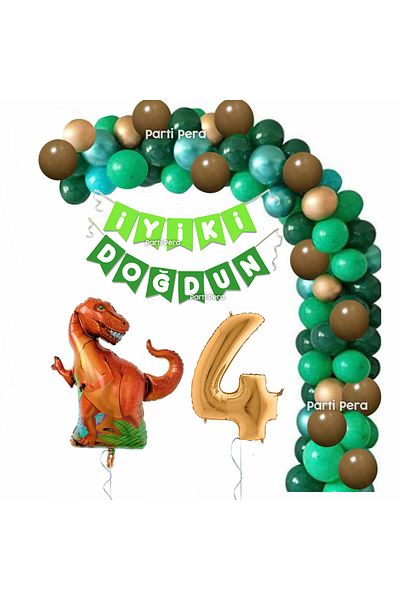 parti pera Set de baloane pentru ziua de naștere cu lanț de baloane cu tematică de dinozaur