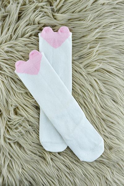 Le Mabelle Pink Heart Girls' Socks
