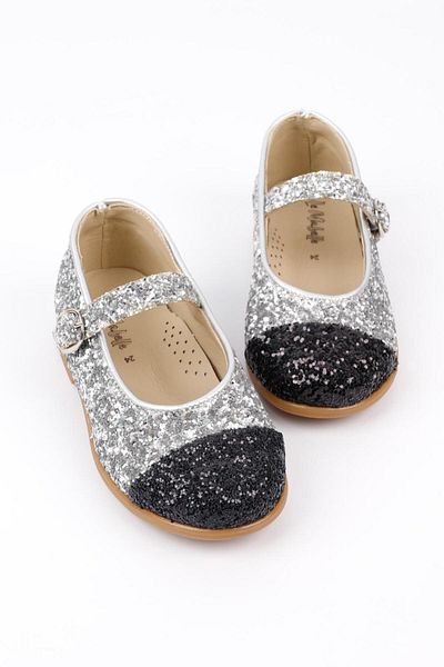 Le Mabelle Silver Sequin Buckle Girls' Shoes