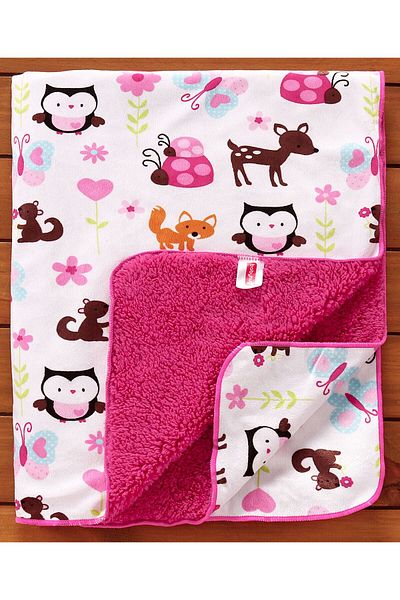 Babyhug بطانية ناعمة من الصوف والبوليستر لجميع المواسم للأطفال، بتصميم حيواني وزهري، مريحة ولطيفة