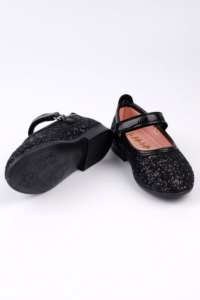 Le Mabelle Black Glittery Velcro Girls Shoes