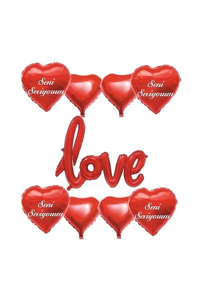 Zanzibar Red Foil Love Heart Flying Heart Balloon - 8 Pieces 45 cm