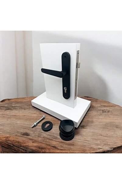 KOLDOOR Kaira Mat Siyah Zamak Yale Çelik Kapı Kolu Sol Basar + Kumru iKapı Tokmağı Ve Alt Rozeti