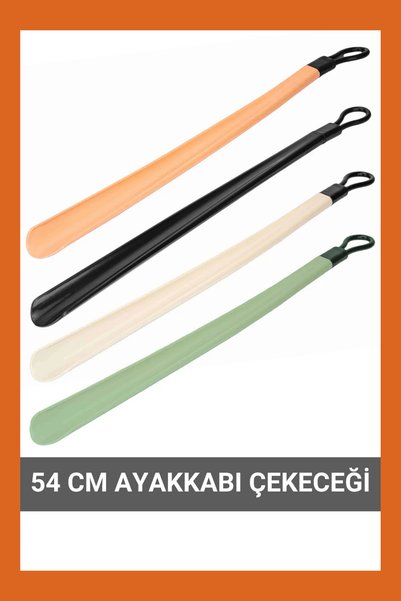 Eynel 2'li Set 54 ve 27 Cm Askılı Ayakkabı Çekeceği Uzun Sert Plastik Kerata Renkli Ayakkabı Giyme Aparatı
