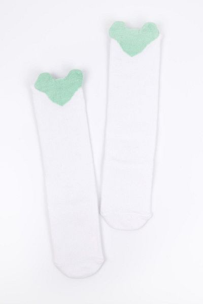 Le Mabelle Mint Heart Girls' Socks