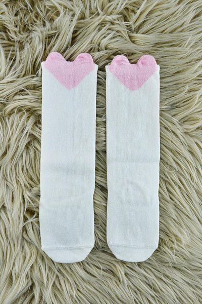 Le Mabelle Pink Heart Girls' Socks