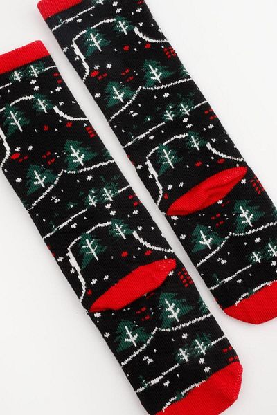 Le Mabelle Black Pine Tree Patterned Girl's Socks