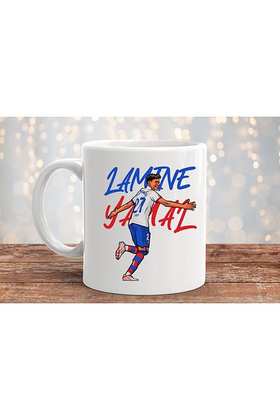 sielta Football Player Laminated Yamal Printed Gift Porcelain Mug Cup