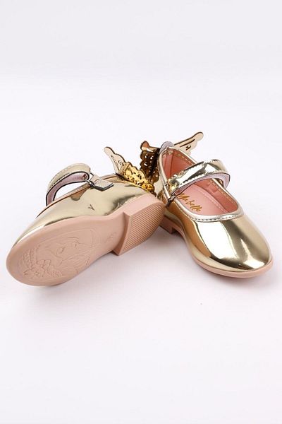 Le Mabelle Girl's Butterfly Patterned Gold Heel Shoes