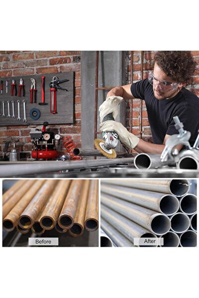 DepoMega 6 Parça Pimli Tel Fırça Set Pas Yağ Kir Boya Temizleme