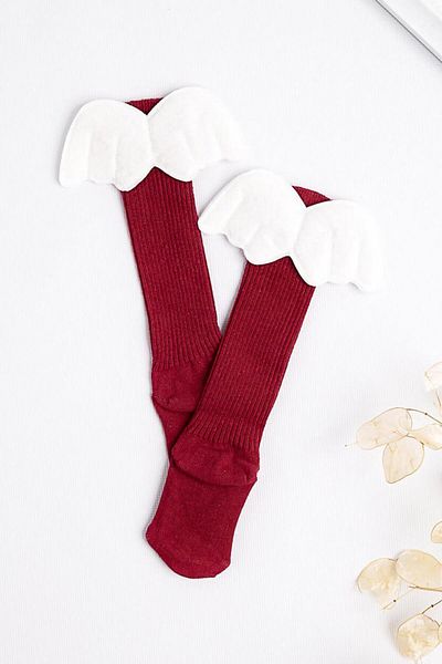 Le Mabelle Claret Red Winged Girl's Socks