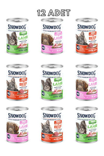 Snow Dog Premium Parça Etli Karışık Köpek Konservesi 12 Adet*400 G