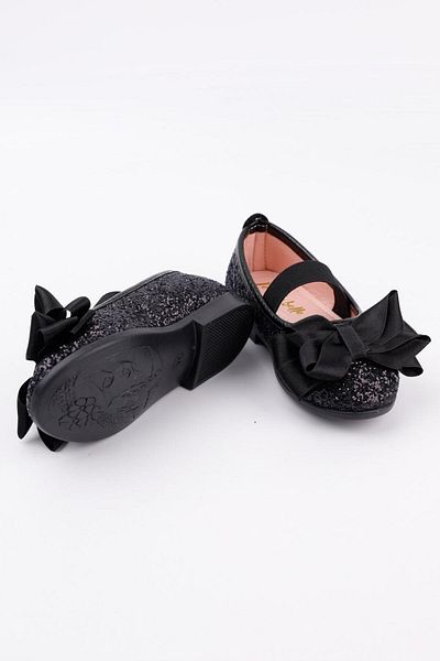 Le Mabelle Black Bow Glitter Girl's Shoes