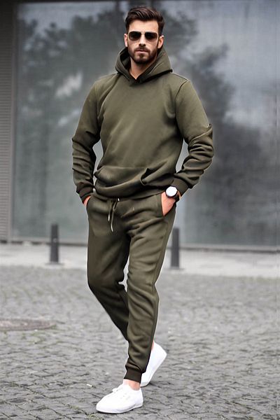 BayBayan Ανδρικό σετ χειμερινής φόρμας Oversize 3 Thread Raised