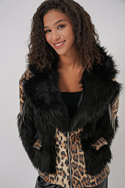 Bigdart 5209 Plush Fur Coat - Black