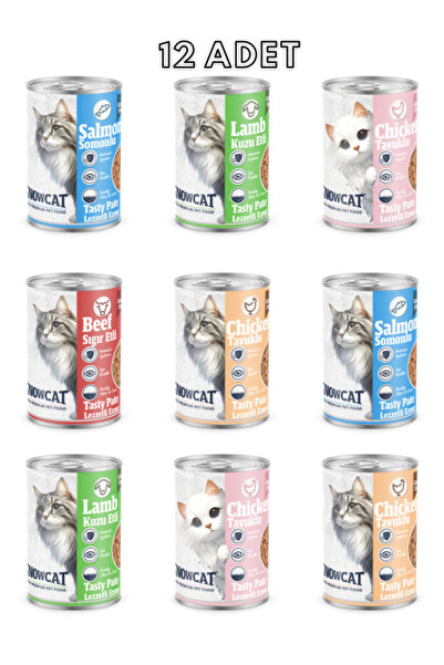 Snow Cat Premium Kıyılmış Karışık Kedi Konservesi 12 Adet*400 G