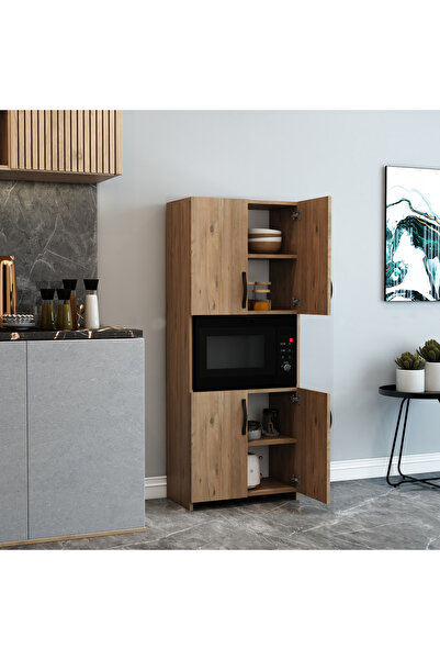 izcodesign 150 cm Kahverengi Mikrodalga ve Fırın Dolabı – Modern Çok Amaçlı Mutfak Dolabı