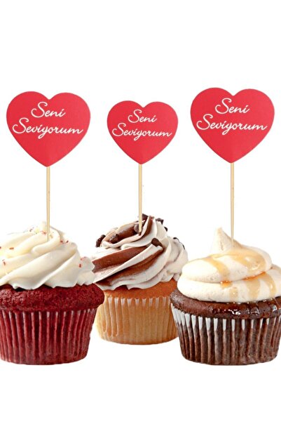 evinss Doğum Günü Seni Seviyorum Kürdan Kırmızı Kalp Kürdan 20 Adet Kalp Seni...