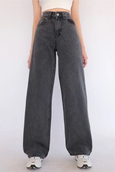 Trn JNS Maxi Loose Smoked Super High Waist 90's Wide Leg Comfort Lycra Palazzo Jean