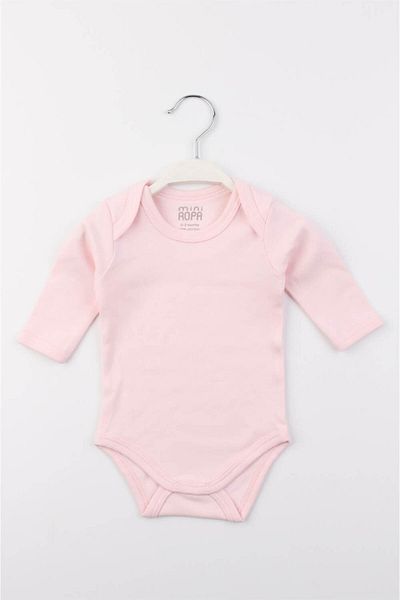Mini Ropa Miniropa Cotton Pink Envelope Collar Long Sleeve Baby Snap Bodysuit Baby Badi