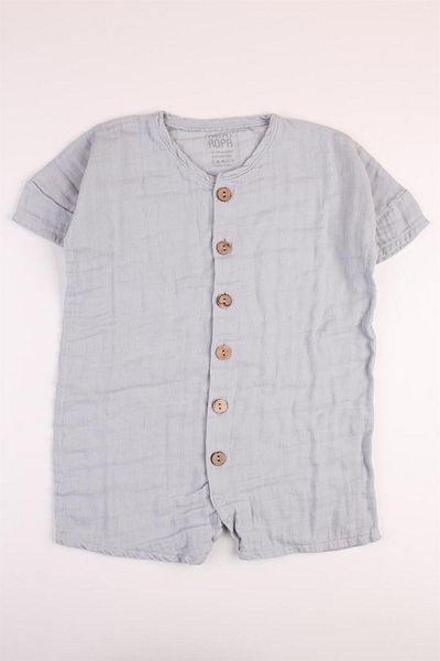 Mini Ropa Muslin Jumpsuit Organic Short Sleeve Summer Jumpsuit Gray