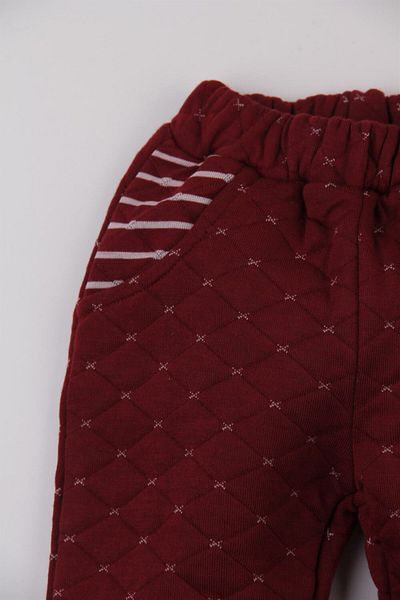 Mini Ropa Καπιτονέ τσέπες Claret Red Winter Baby Παιδικό Παντελόνι Φούτερ Χοντρό μονό κάτω μέρος Νηπιαγωγείο Φούτερ Pijam