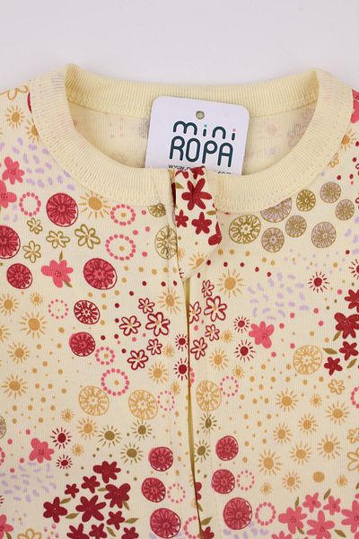 Mini Ropa Yellow Floral Patterned Zippered Baby Girl Jumpsuit - Without Booties