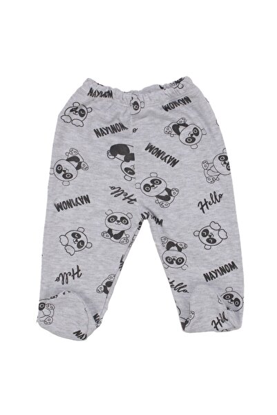 bebegen Erkek Bebek Gri Panda Baskılı Patikli Tek Alt