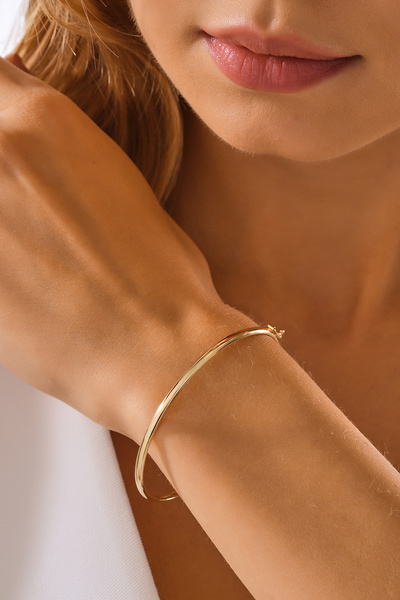 MOOM MÜCEVHERAT 14 Ayar Altın Bombeli Düz Kelepçe Bilezik