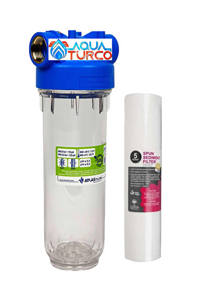 AQUA BELLA Atlas 10" Tekli Daire Girişi Su Arıtma Cihazı (ithal) Sediment 5 M...