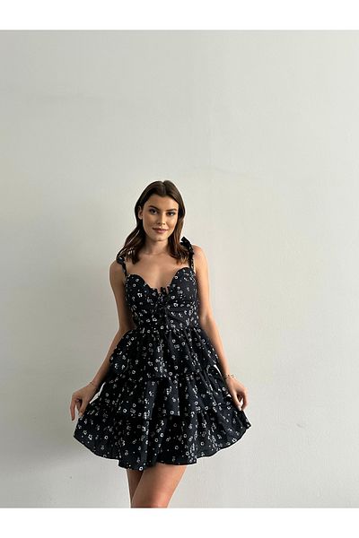 SONREİR Rochie mini cu bretele cu model de flori