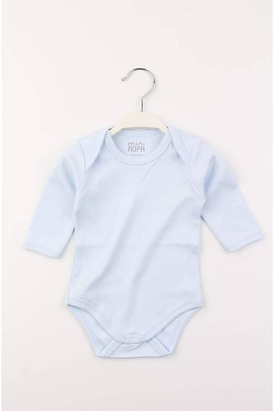 Mini Ropa Miniropa Cotton Blue Envelope Collar Long Sleeve Baby Snap Bodysuit Baby Badi
