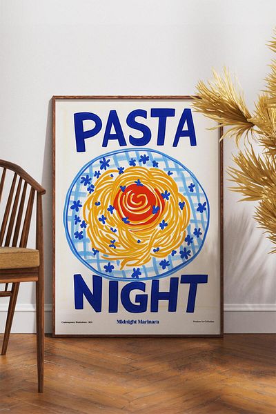 House Gorgeous Poster cu design colorat modern fără rame Pasta Night Colecția Dolce Vita