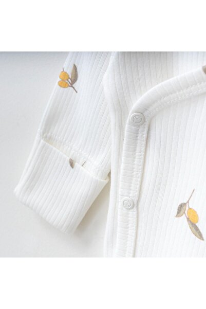 Mini Ropa Olive Printed Ecru Newborn Set - Double Breasted Bodysuit Set