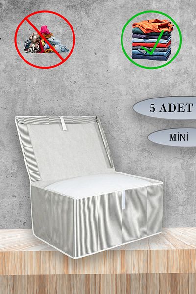 ADARYA HOME Κουτί αποθήκευσης 5 τεμαχίων με καπάκι 40x30x25 Μίνι μέγεθος