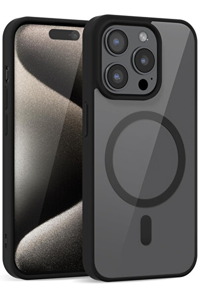 Caseji iPhone 16 Pro Max Uyumlu Kenarları Renkli Şeffaf Magsafe Kılıf
