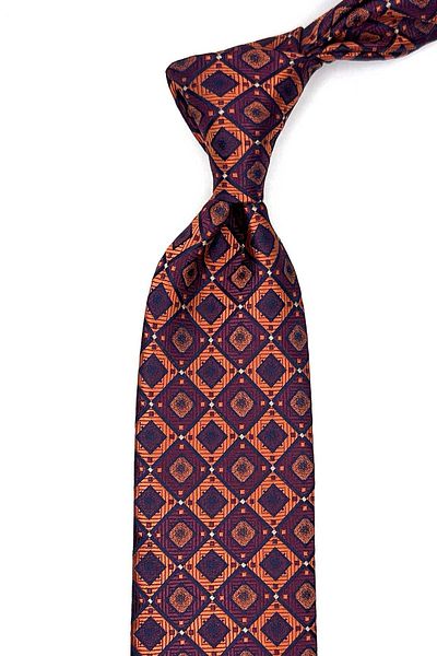 Kravatkolik Orange Square Pattern Handkerchief Classic Tie Kk12867