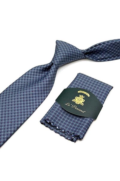 Kravatkolik Classic Tie with Blue Dot Pattern Handkerchief Kk12897