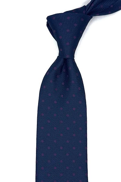 Kravatkolik Navy Blue Polka Dot Pattern Classic Tie with Handkerchief Kk13002