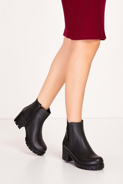 Gondol Botine casual din piele naturală, scurte, cu talie elastică.0077