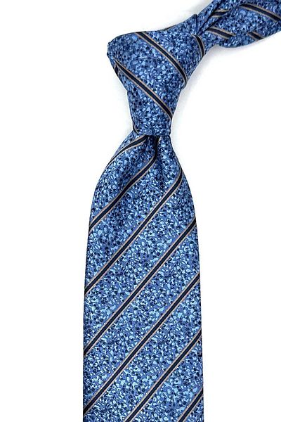 Kravatkolik Classic Tie with Blue Line Pattern Handkerchief Kk12913